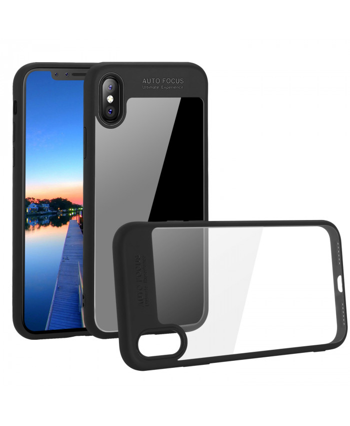 TOROTON iPhone X Case,Ultra Thin Shock-Absorption Transparent Hard Protective Case Cover for Apple iPhone X (A1865 A1901) -Black